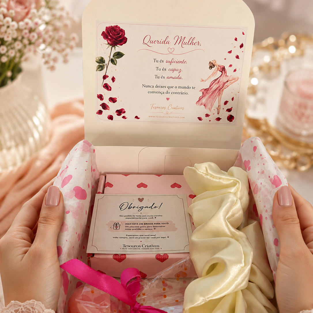 Gift box with necklace, earrings, bracelet and satin scrunchie