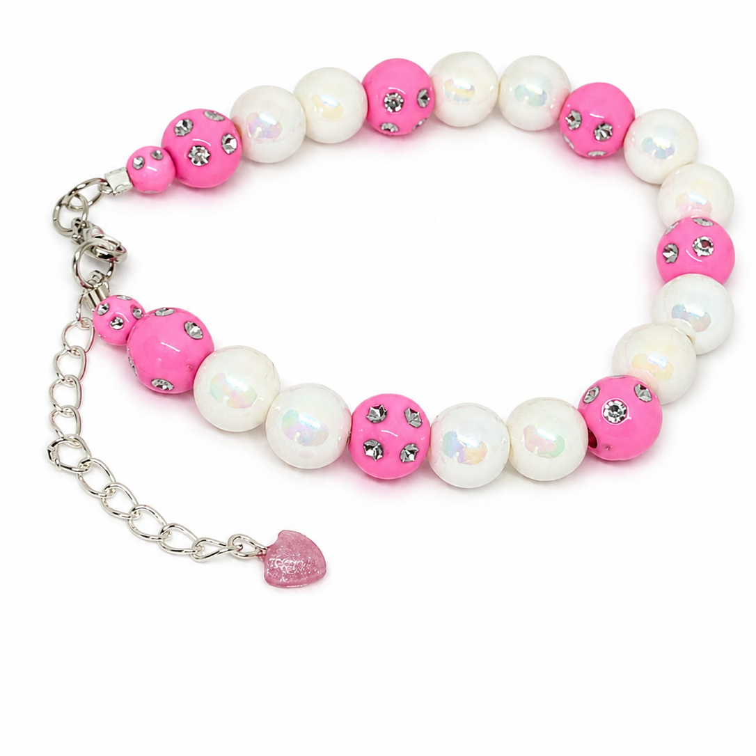 Bracelet with pink and white beads 