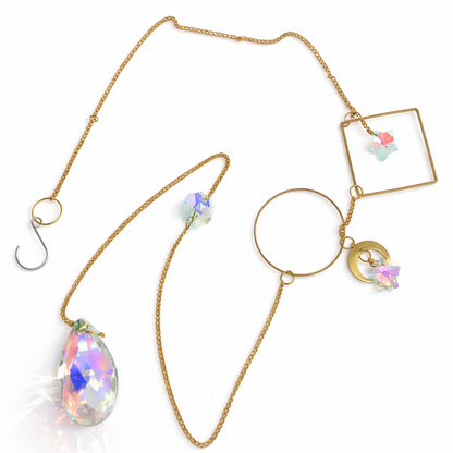 Gold sun catcher with glass diamond