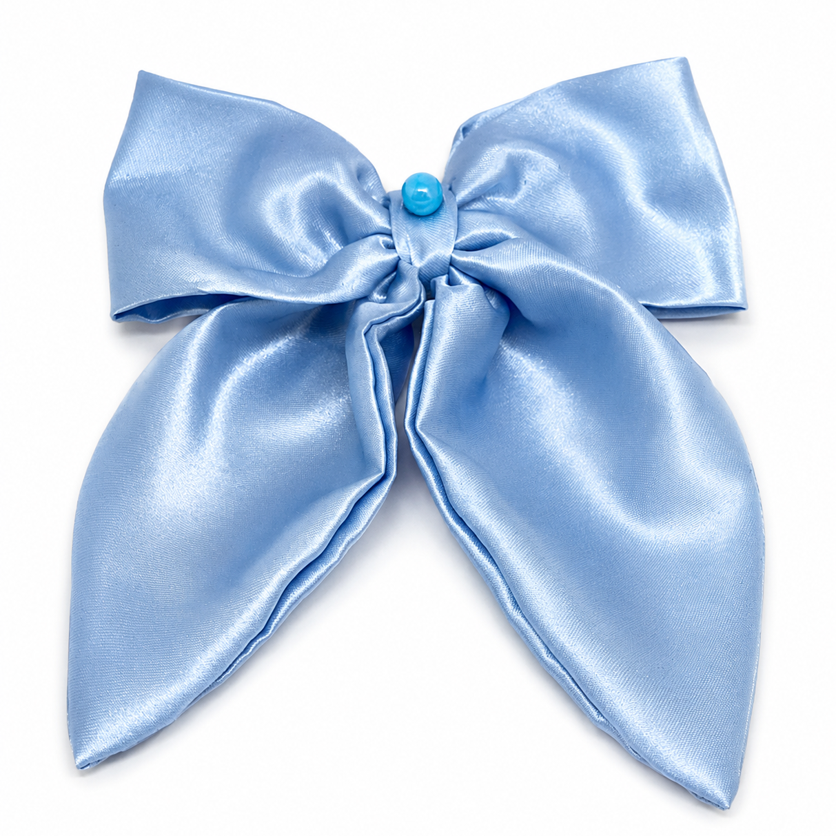 Blue satin bow