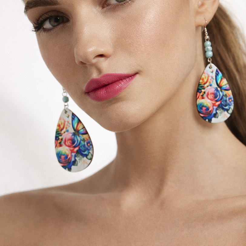 Dangling flower earrings.