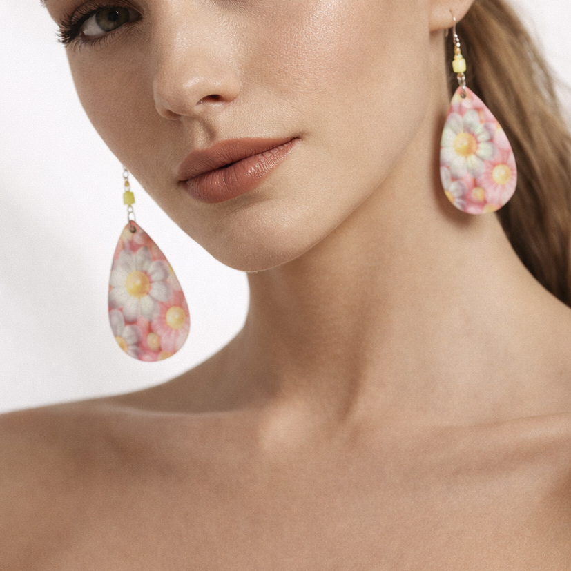 Flower dangling earrings for spring
