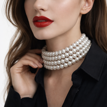 Four strand pearl choker