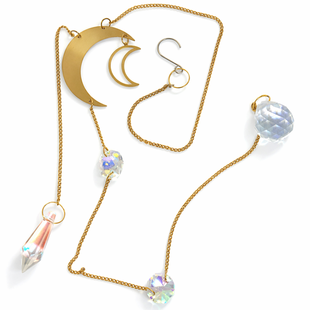 Gold sun catcher with glass diamonds