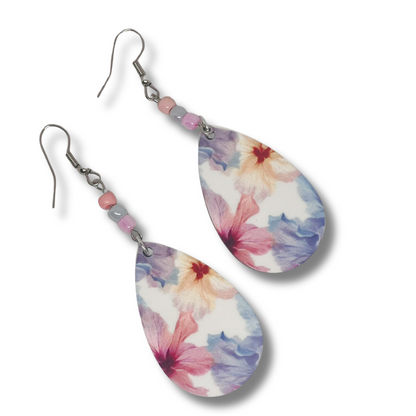 Pair of floral teardrop earrings.