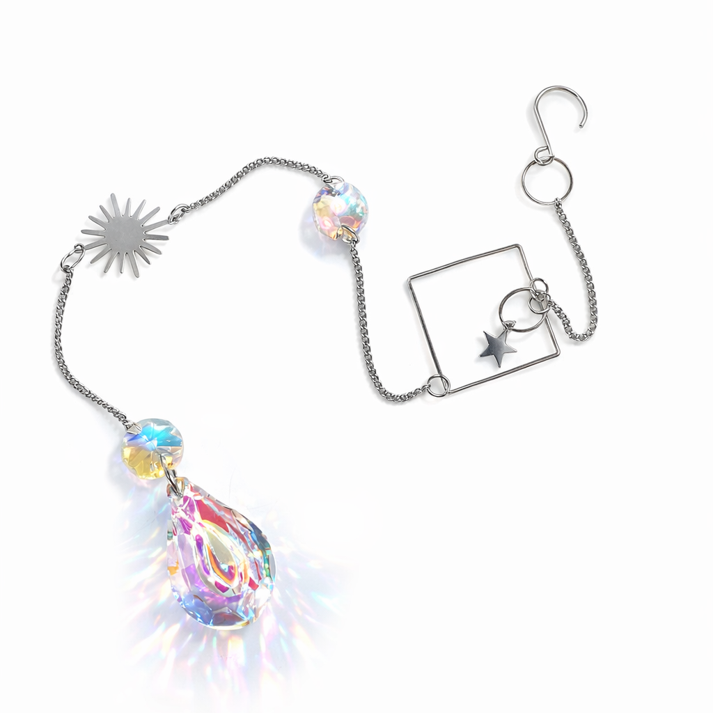 Silver sun catcher with glass diamond