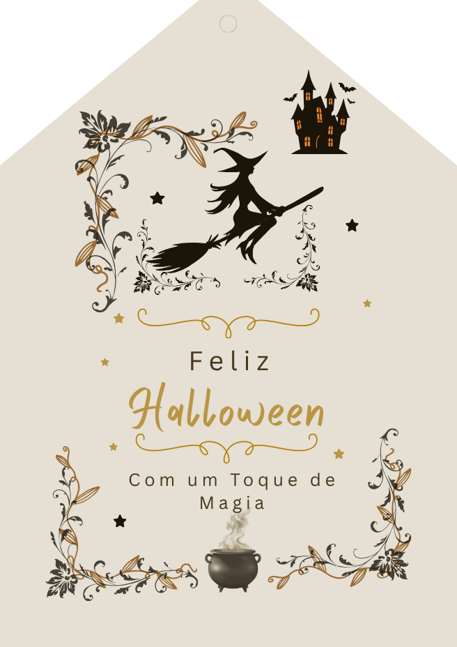 Halloween elegant gift tags in Portuguese and English