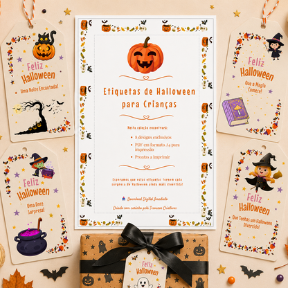 Halloween tags for kids in Portuguese