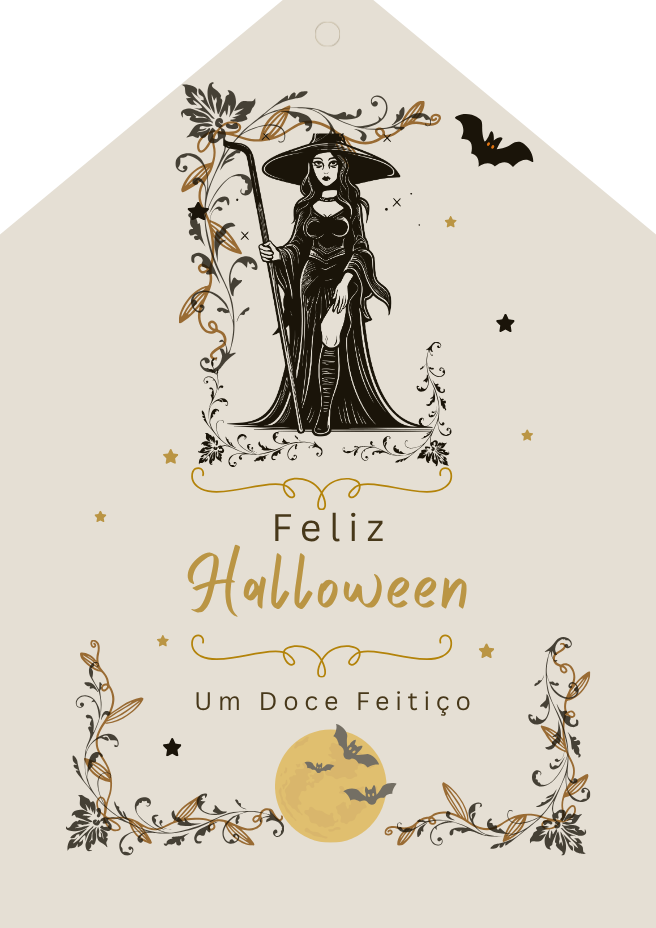 Halloween elegant gift tags in Portuguese and English