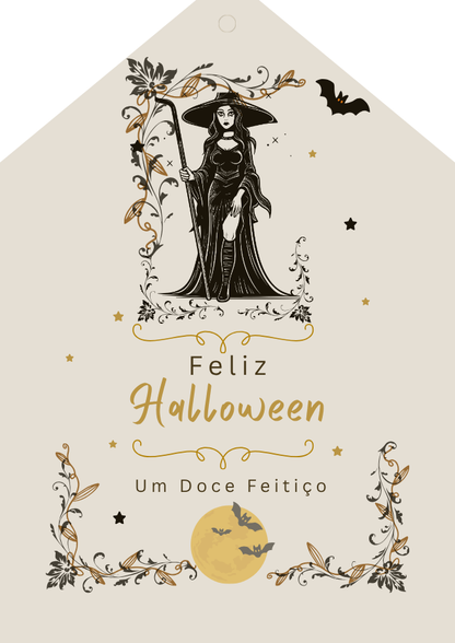 Halloween elegant gift tags in Portuguese and English