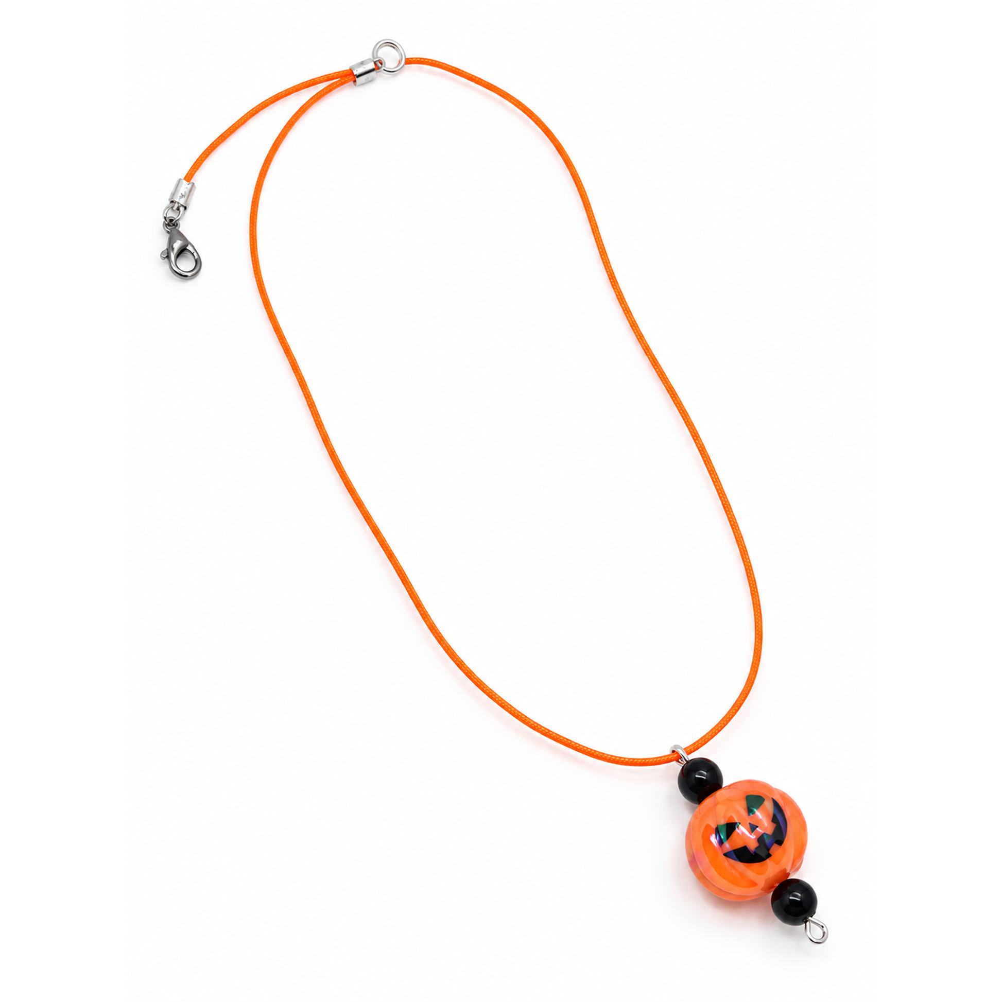 Necklace orange rope pumpkin pendant