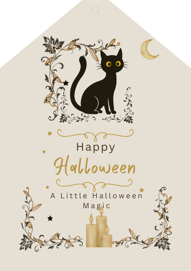 Halloween elegant gift tags in Portuguese and English
