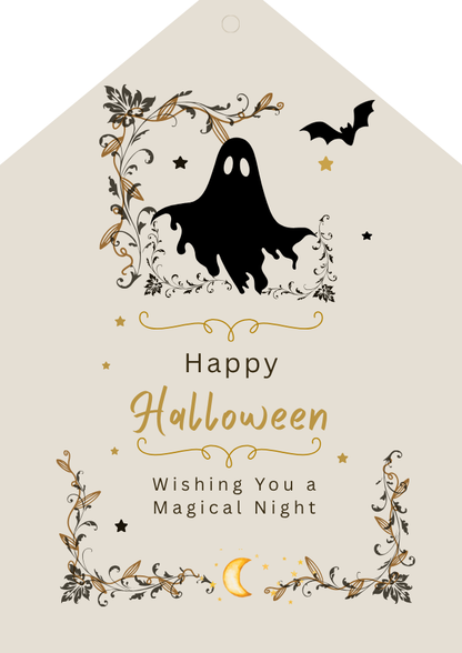 Halloween elegant gift tags in Portuguese and English