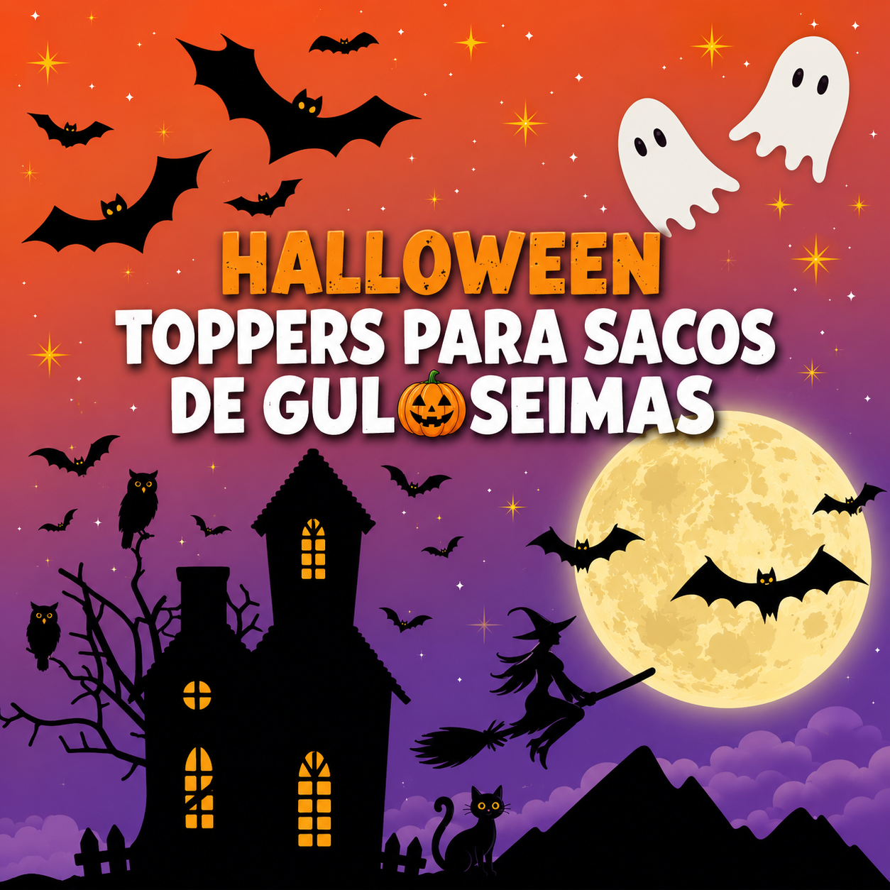 Halloween toppers para sacos the guloseimas