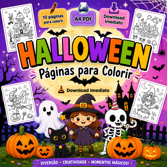 👻Páginas para Colorir de Halloween para Crianças