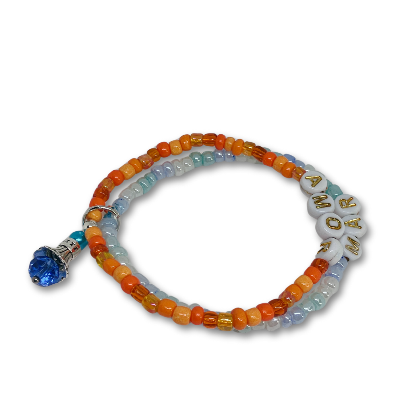 Multi color glass beads bracelets.
Duas Pulseira de contas de vidro multicoloridas.
