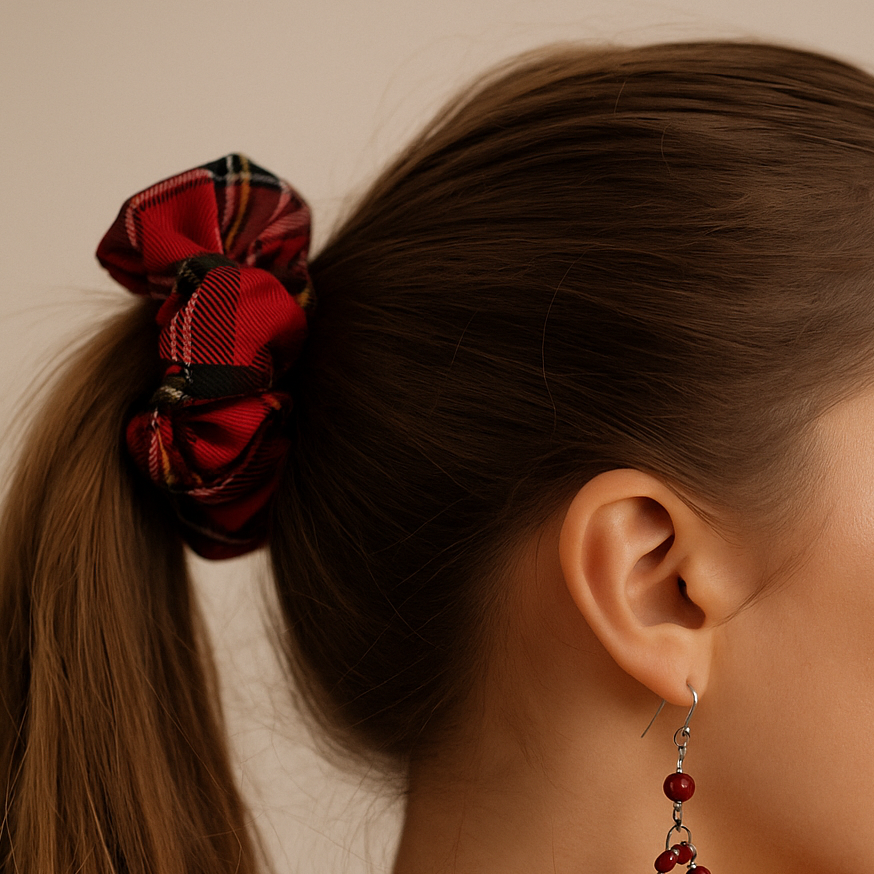 Plaid scrunchie.