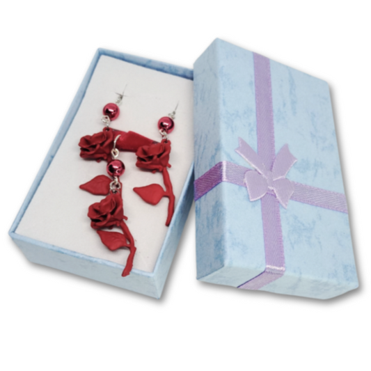 The Everyday Rose gift set for women featuring red rosed themed necklace and earrings