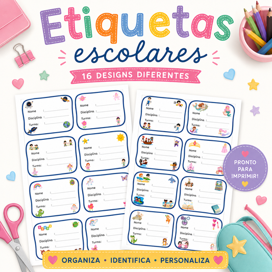 Printable School Labels PT EN
