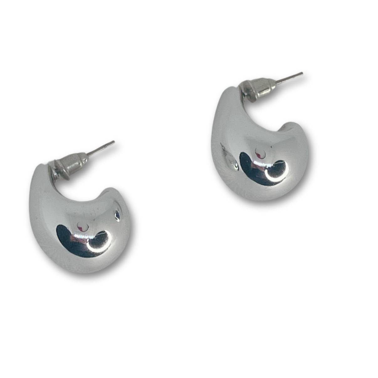 Silver Dome Stud Earrings