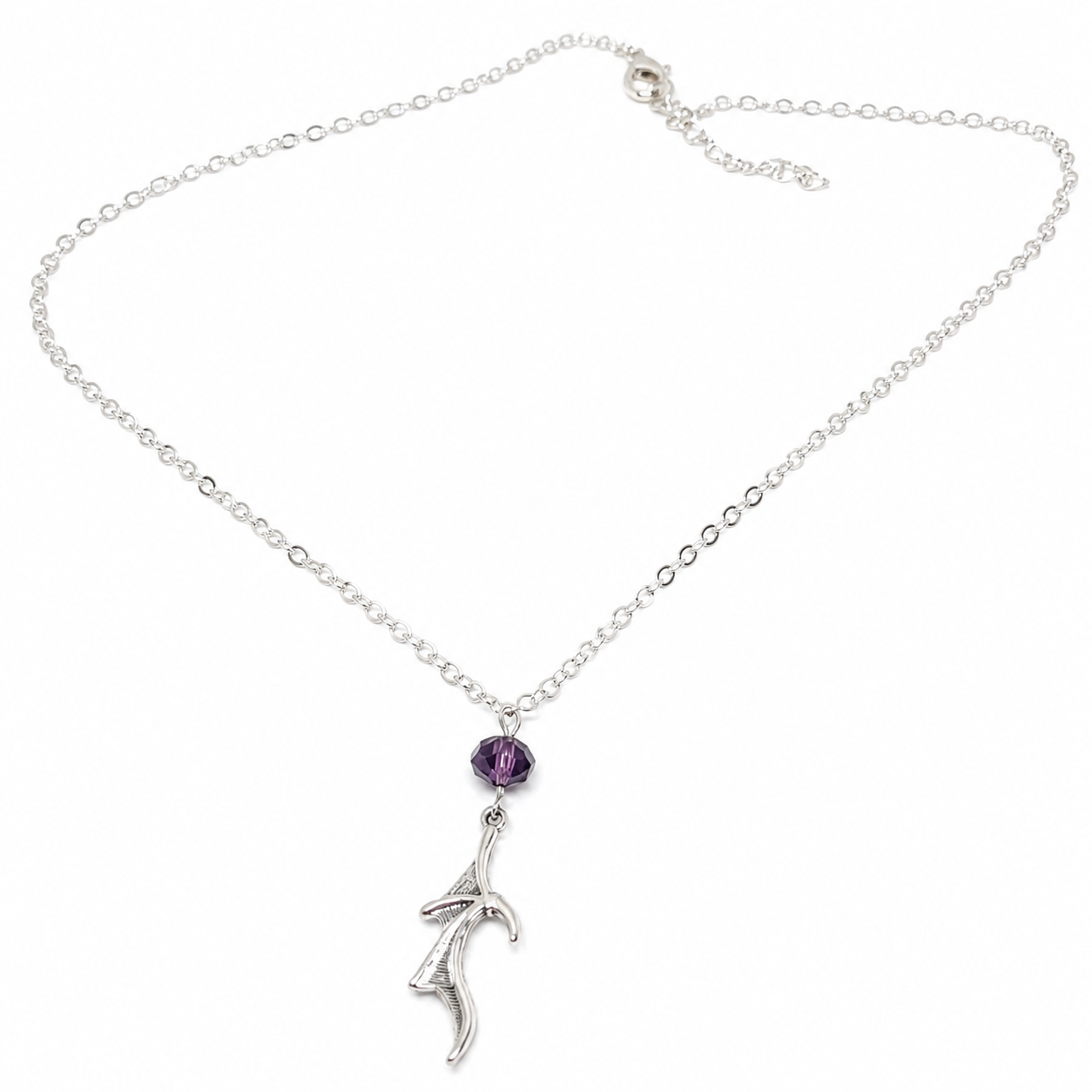 Silver necklace with bat pendant
