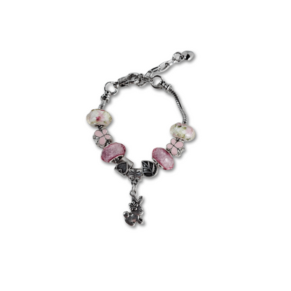 Charm bracelet with beads and cute bunny pendant