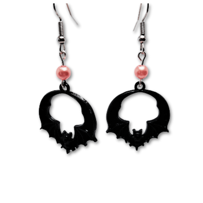 Halloween black bat earrings