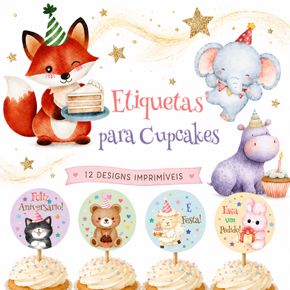 🧁 Kids Birthday Cupcake Toppers