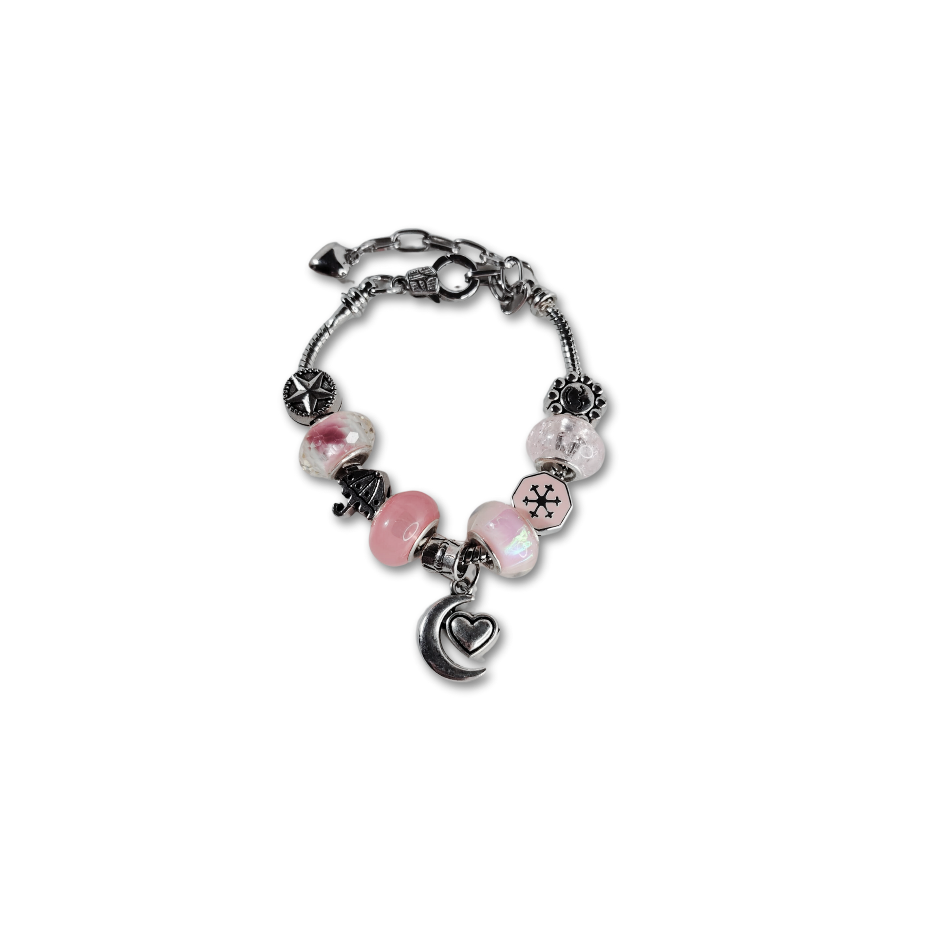 Moon heart charm bracelet with cute beads and charms