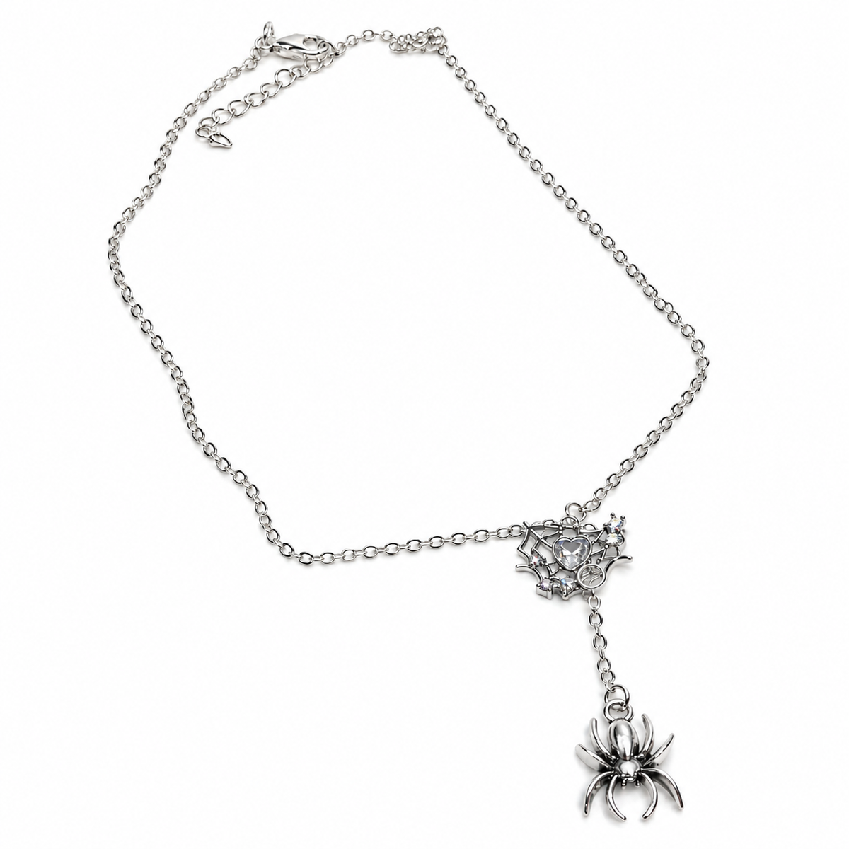 spiderweb necklace with dangling spider charm