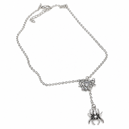 spiderweb necklace with dangling spider charm